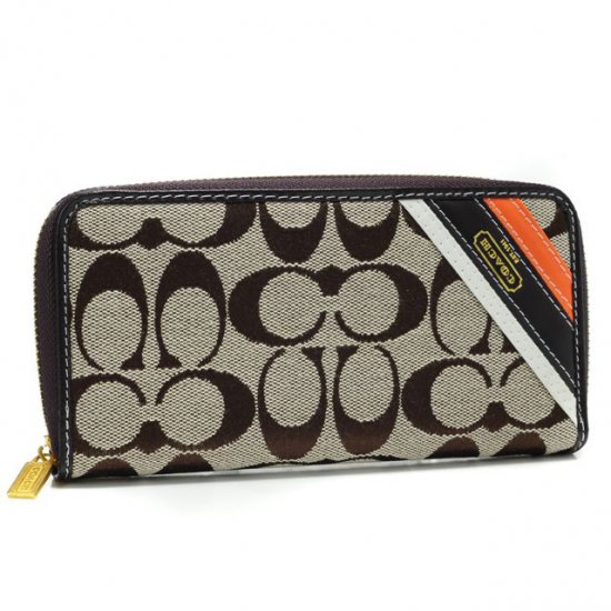 Coach Legacy Stripe In Signature Large Beige Wallets AHF - Click Image to Close